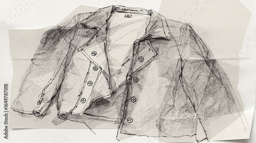 Pencil Sketch of Leather Jacket on Paper
