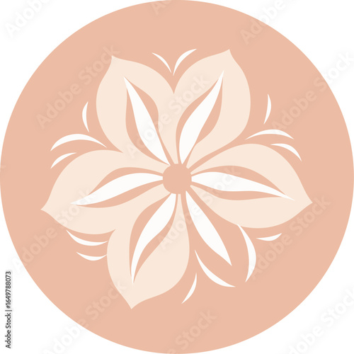 soft pastel peach and ivory circular floral motif