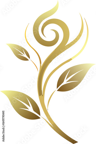 stylized gilded plant scroll glowing floral petals