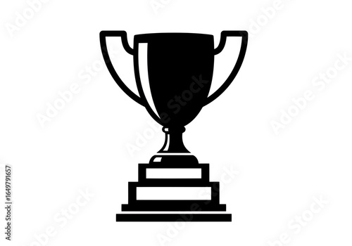 Vector art of trophy cup on a pedestal, symbolizing victory and achievement, isolated on white background