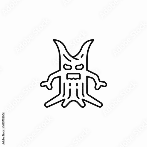 angry tree monster icon sign vector