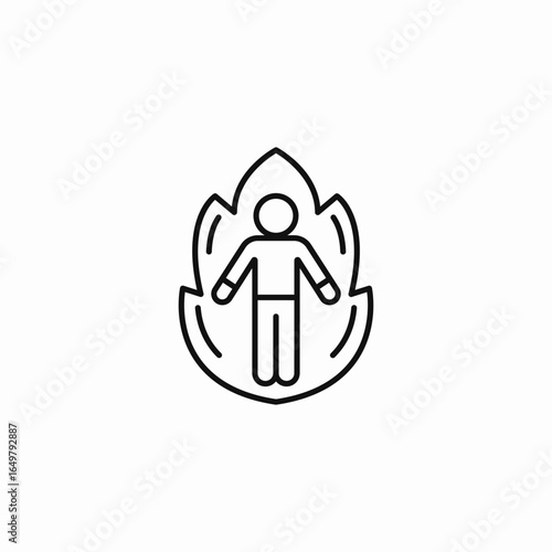 man inside fire icon sign vector