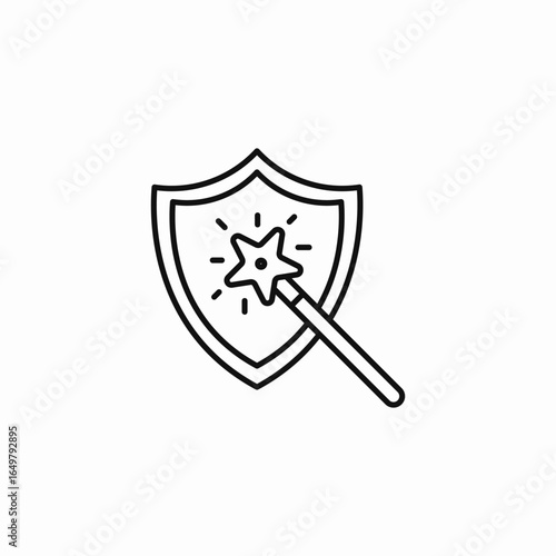 magical wand shield icon sign vector