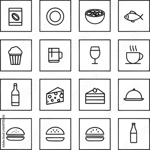 Food and Drink Icon Set for Various Concepts