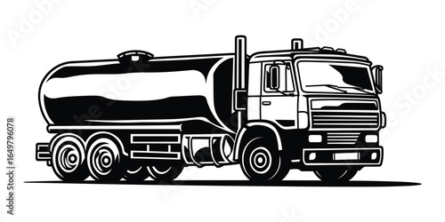 Fuel Tanker Truck Transporting Liquids Vector