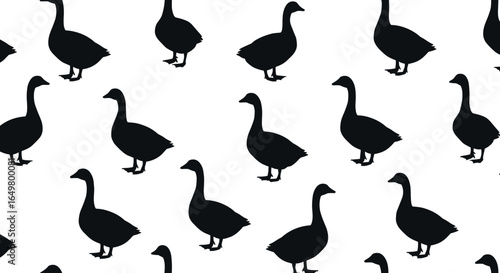 Goose silhouette set – vector icons of standing and walking geese for wildlife, farm, nature, animal, and bird design projects
