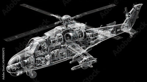 Mil Mi-24 Hind Helicopter: Transparent X-Ray View