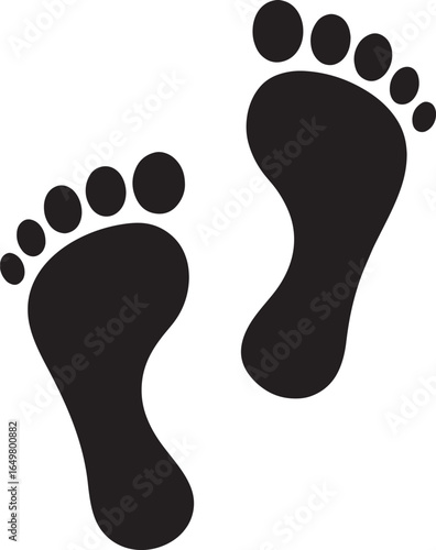 Black footprints icon for a walking journey