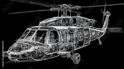 UH-60 Black Hawk Helicopter: A Wireframe Perspective