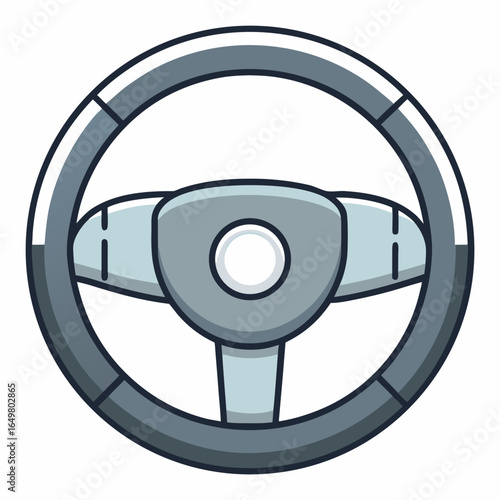 Car steering wheel in minimalist style with grey tones  