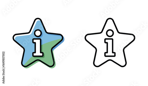 Colorful and Black and White Information Icons with Star Shapes Guiding Users with Details