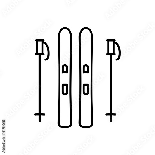Line icon skis and poles vector on white background
Vector line icon on white background