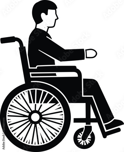 Man in Wheelchair Silhouette Icon