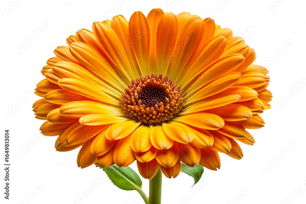 Vibrant orange marigold flower isolated on transparent background Vibrant orange marigold flower isolated on transparent background
