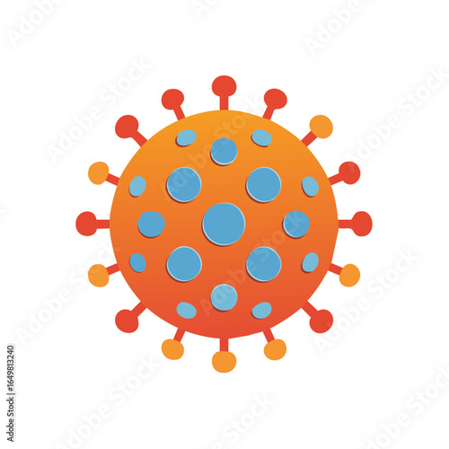 Microscopic Virus Cell with Surface Proteins and Spots, Round Shape, Infections, Disease, Scientific, Health, Gradient Color