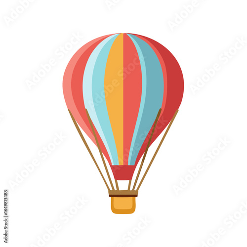 Hot Air Balloon Isolated Vector Illustration Colorful Balloon with Basket Graphic