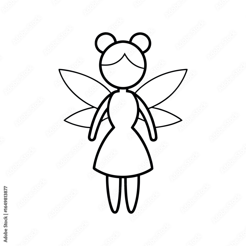 Outline Fairy Doll On White Background Outline Fairy Doll On White Background