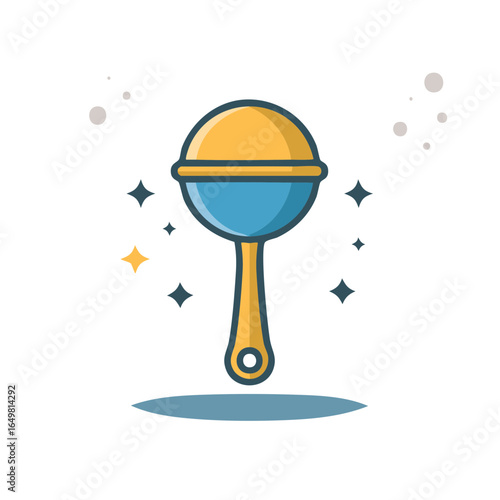 Infant Baby Toy Rattle Illustration in Cartoon Style, Playtime Fun for Kids, Colorful Design