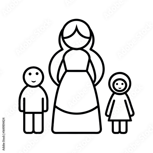 Outline Miniature Collectible Dolls On White Background