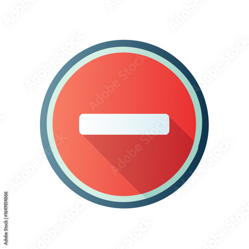 Red Circle with a Horizontal Bar Flat Design Illustration Style Sign No Symbol Icon