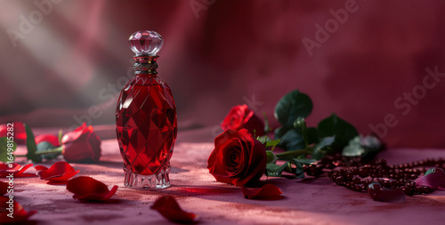 Red glass perfume bottle