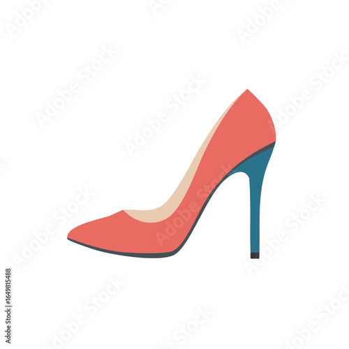 Elegant Salmon-Colored High Heel Shoe with Teal Heel Fashion Accessory