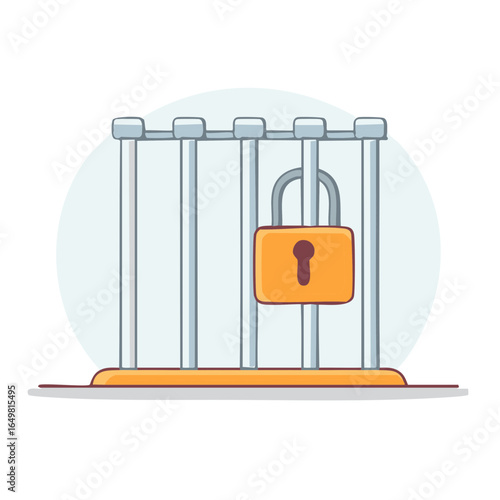 orange padlock locked on jail bars clip art preview