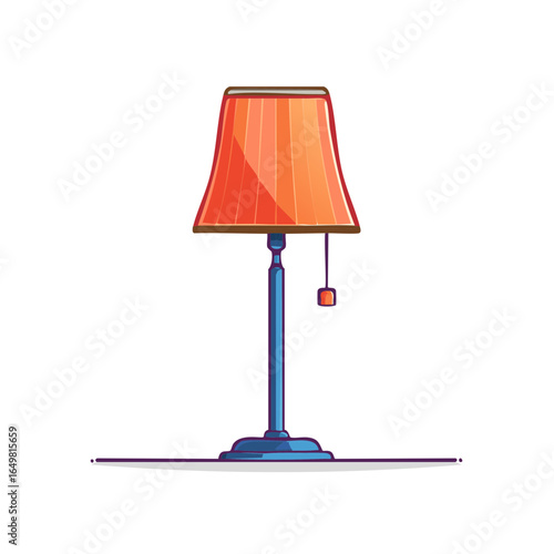 Illustration of an Elegant Lamp with Orange Shade and Blue Stand A Decorative Lighting Element for Interiors