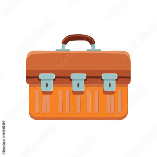 Vintage Orange Metal Lunch Box Cartoon Style Design, Food Container with Handle