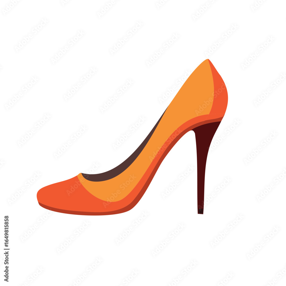 Obraz premium Vibrant orange high heel shoe graphic illustration, modern fashion footwear design, elegant stiletto for stylish women
