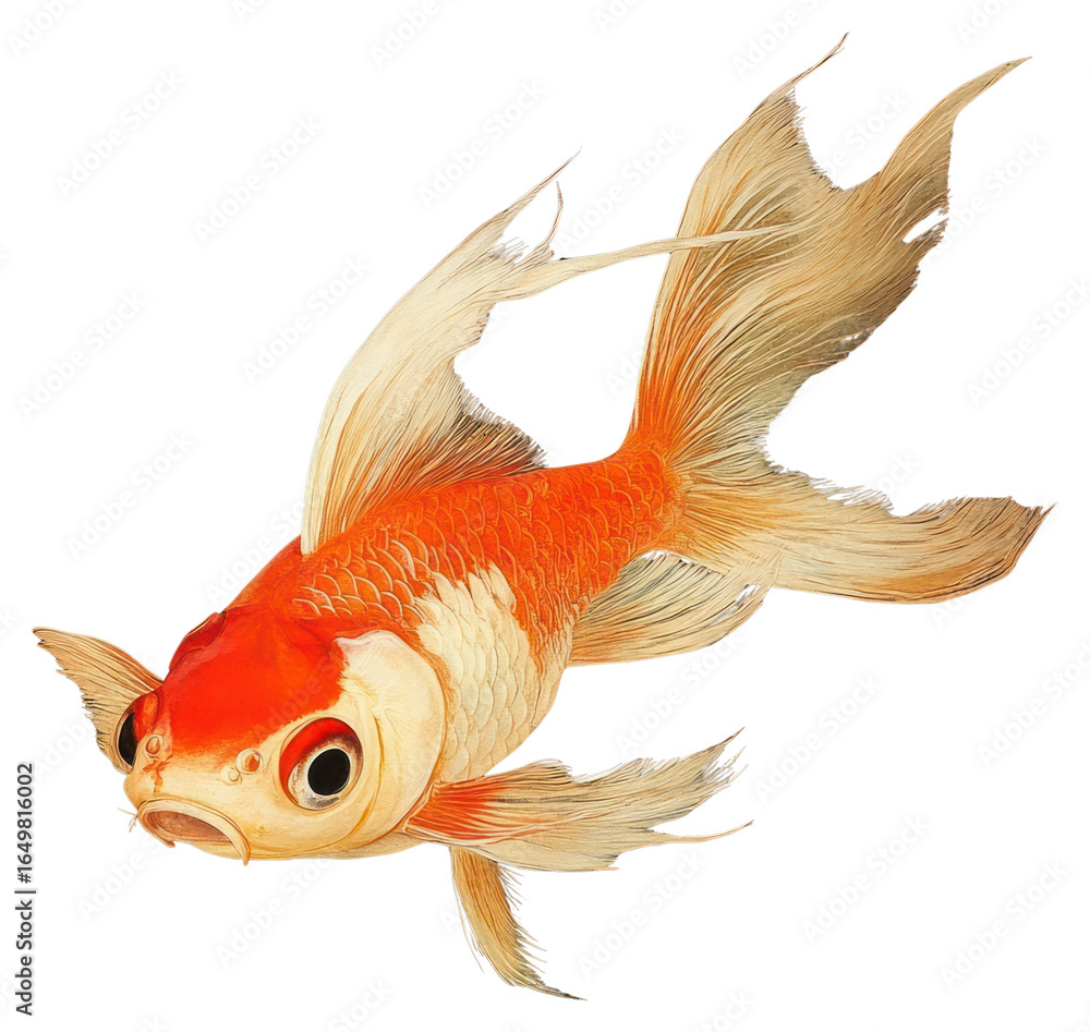 Fototapeta premium PNG Calico Telescope-eyes Goldfish goldfish illustration decorative.
