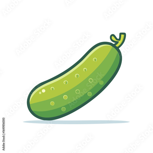 Illustration of a cartoon cucumber with green skin and small bumps food vegetable