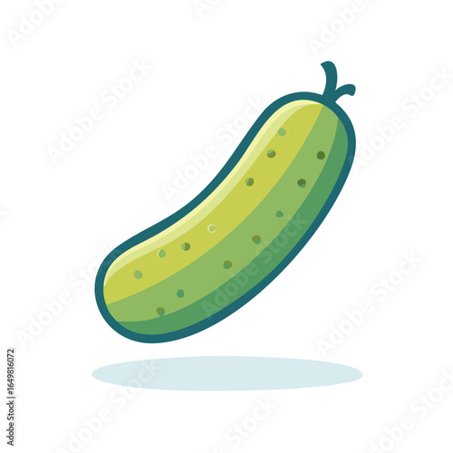 Cartoonish Pickled Cucumber Illustration, Food Icon for Nutrition and Preserved Vegetable Concept, Isolated