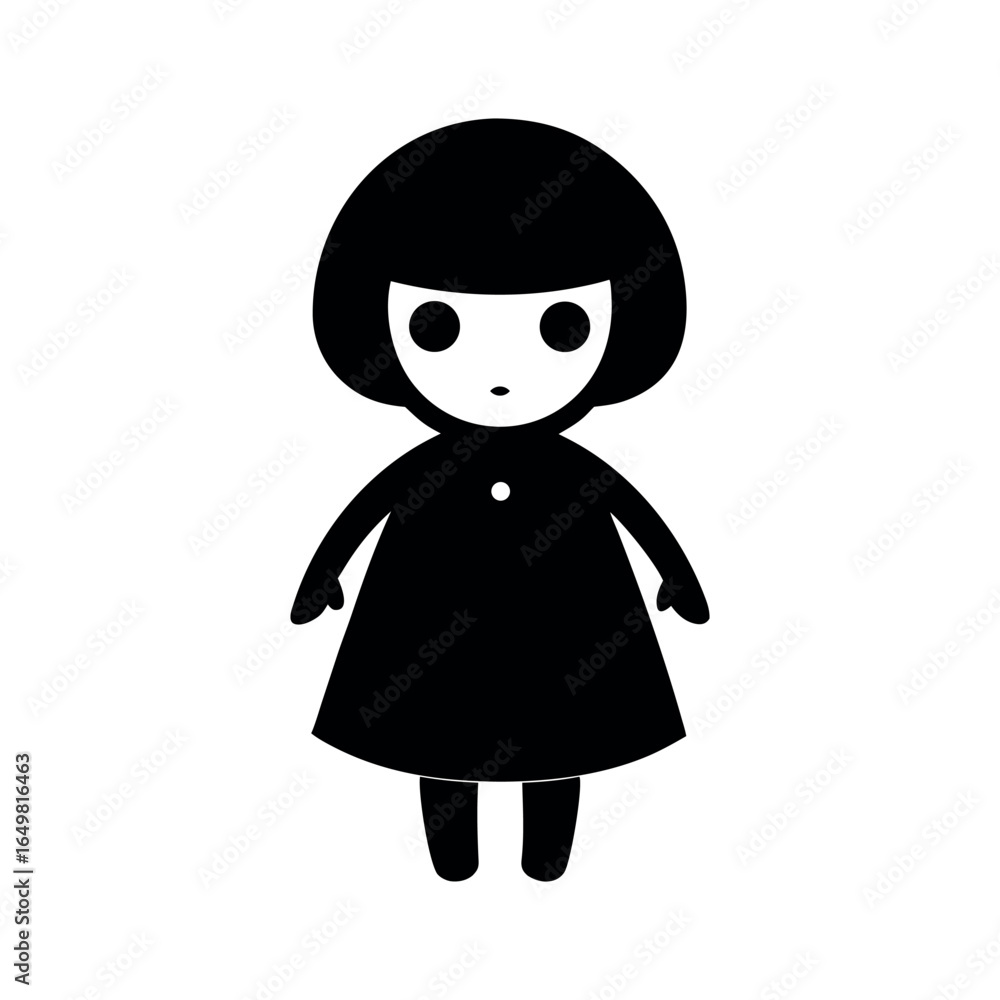 Fototapeta premium Miniature Collectible Doll Black Silhouette Vector