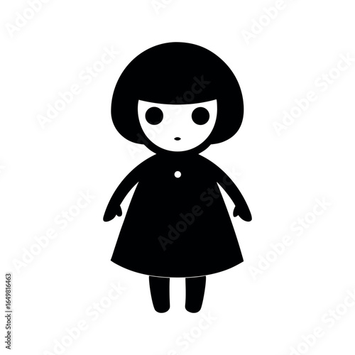 Miniature Collectible Doll Black Silhouette Vector