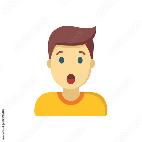 Boy With Surprised Expression Flat Vector Illustration Cartoon Style