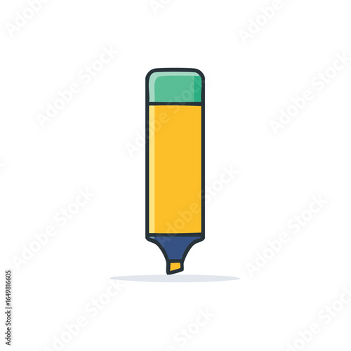Yellow marker illustration design with cap and shadow vector graphic element