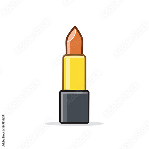 Illustration of an Open Lipstick Tube with Orange Hue in Flat Vector Style