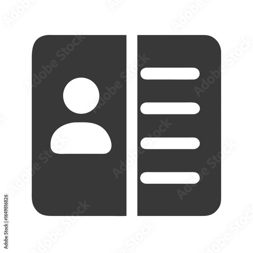 Vector art of flat icon representing user profile and contact information, symbolizing personal data management and digital identity, isolated on white background