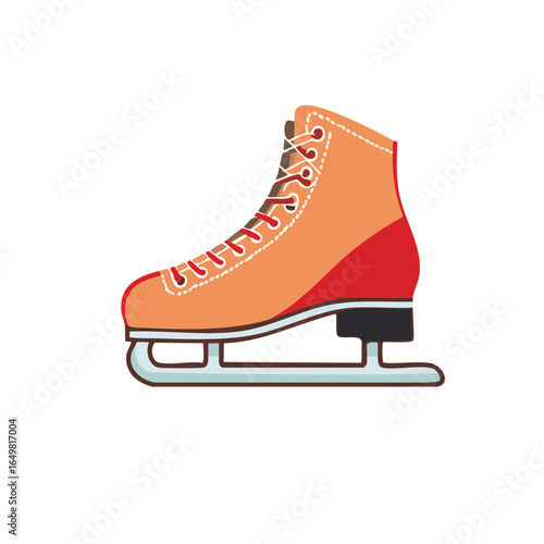 Orange Ice Skate with Red Trim and White Laces for Winter Sports Fun