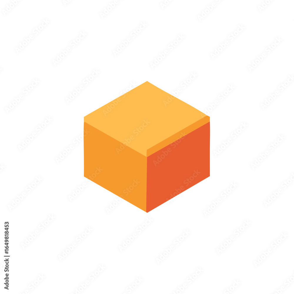 Fototapeta premium Isometric Orange Cube with Shaded Sides, 3D Object, Digital Illustration, White Background