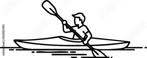 Illustration of a person kayaking on water, enjoying a serene outdoor activity