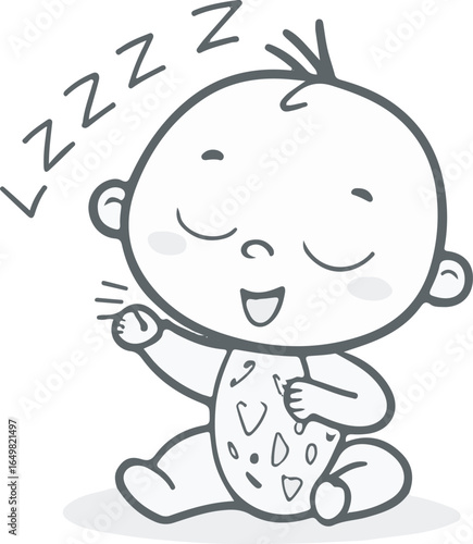 Cute baby sleeping soundly with zzzs isolated on a white background