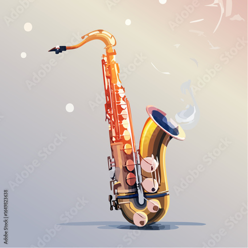 saxophone on abstract colorful spotted background