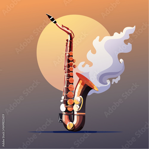 saxophone with musical notes