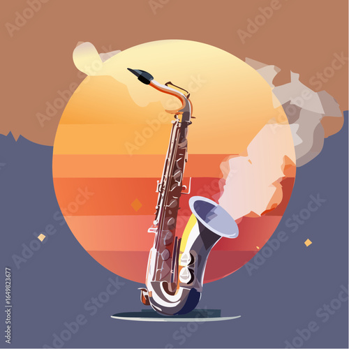 saxophone with musical notes