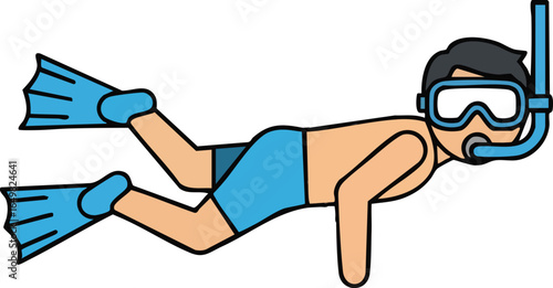 Scuba Diver Underwater with Snorkel and Flippers Exploring the Depths