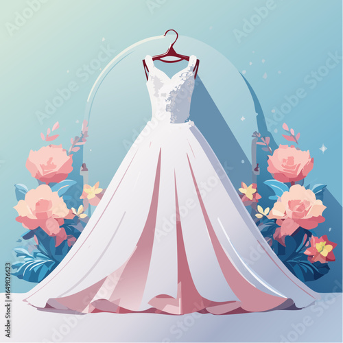 wedding dress with flowers
