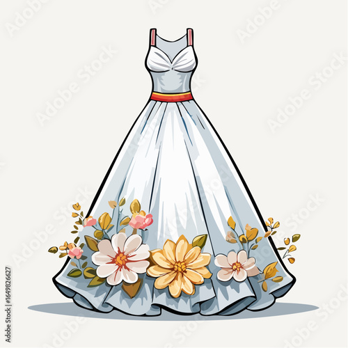 wedding dress with flowers