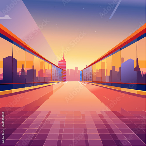 city skyline at sunset